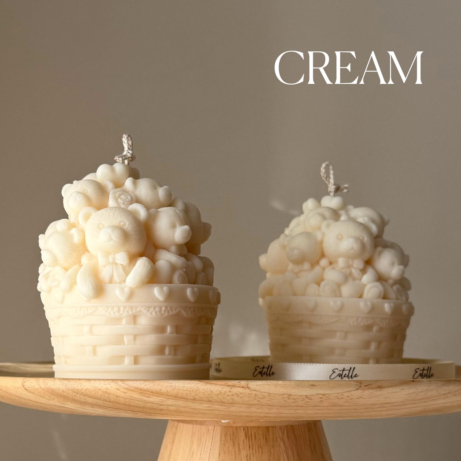 Teddy Bears Basket Candle: Shaped Soy Wax Candle, Home Decor