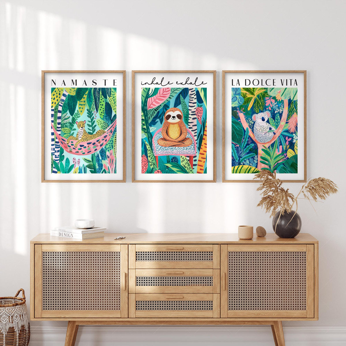 Jungle Animal Prints Set of 3 – Colorful Kids Room Wall Art Decor