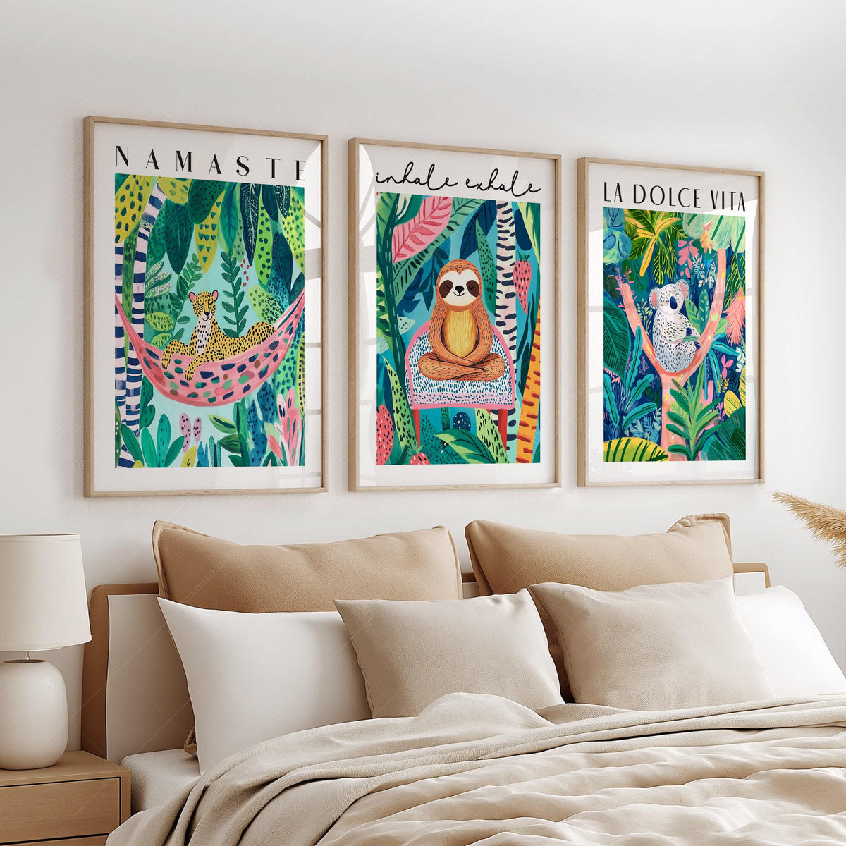 Jungle Animal Prints Set of 3 – Colorful Kids Room Wall Art Decor