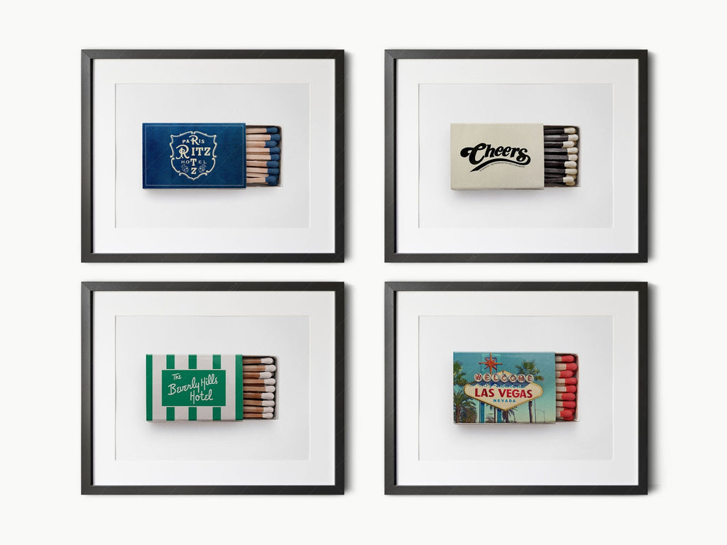 Personalized Matchbox Art Print – Custom Hotel Restaurant Bar Wall Decor