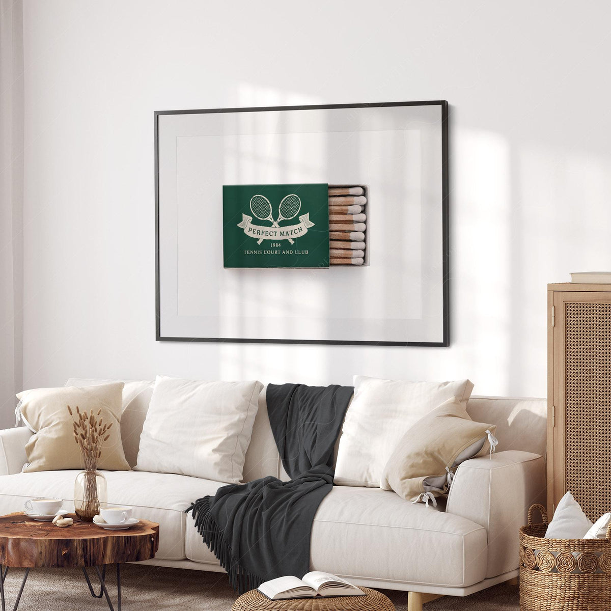 Vintage Tennis Club Matchbox Print – Preppy Sporting Wall Art Poster