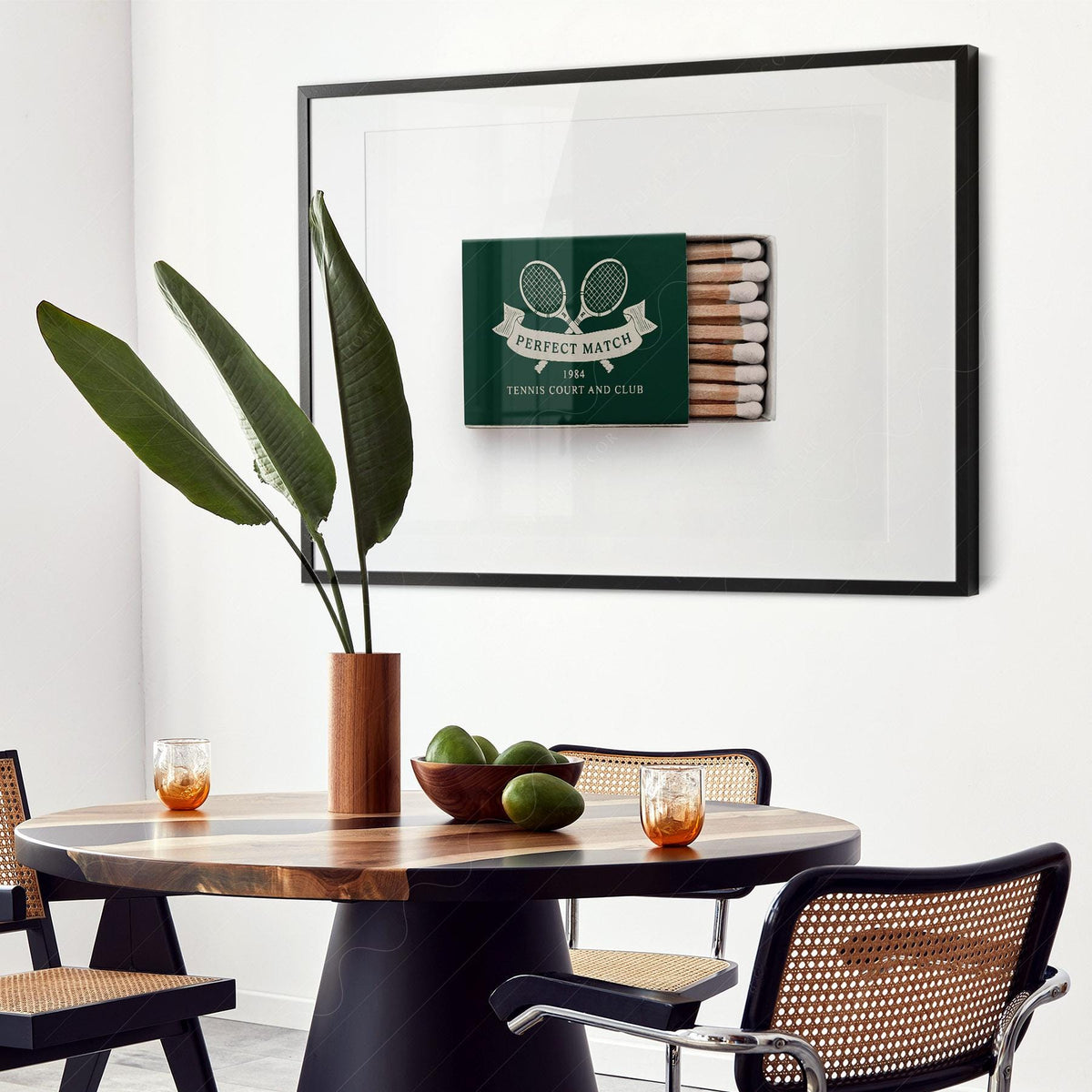Vintage Tennis Club Matchbox Print – Preppy Sporting Wall Art Poster