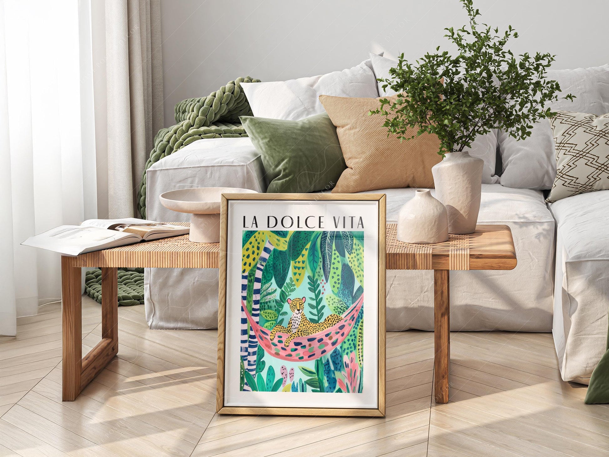 La Dolce Vita Leopard Jungle Print – Maximalist Tropical Wall Art Poster