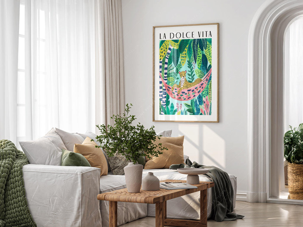 La Dolce Vita Leopard Jungle Print – Maximalist Tropical Wall Art Poster