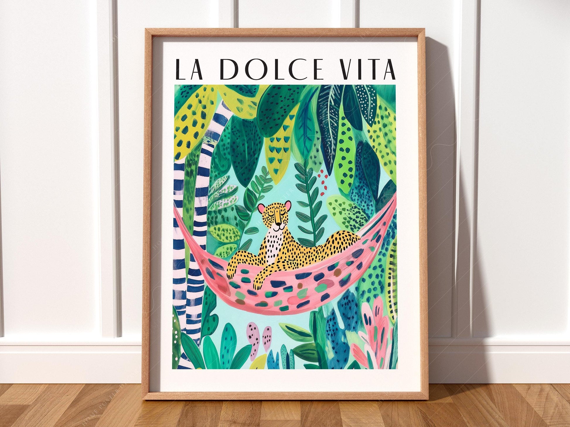 La Dolce Vita Leopard Jungle Print – Maximalist Tropical Wall Art Poster