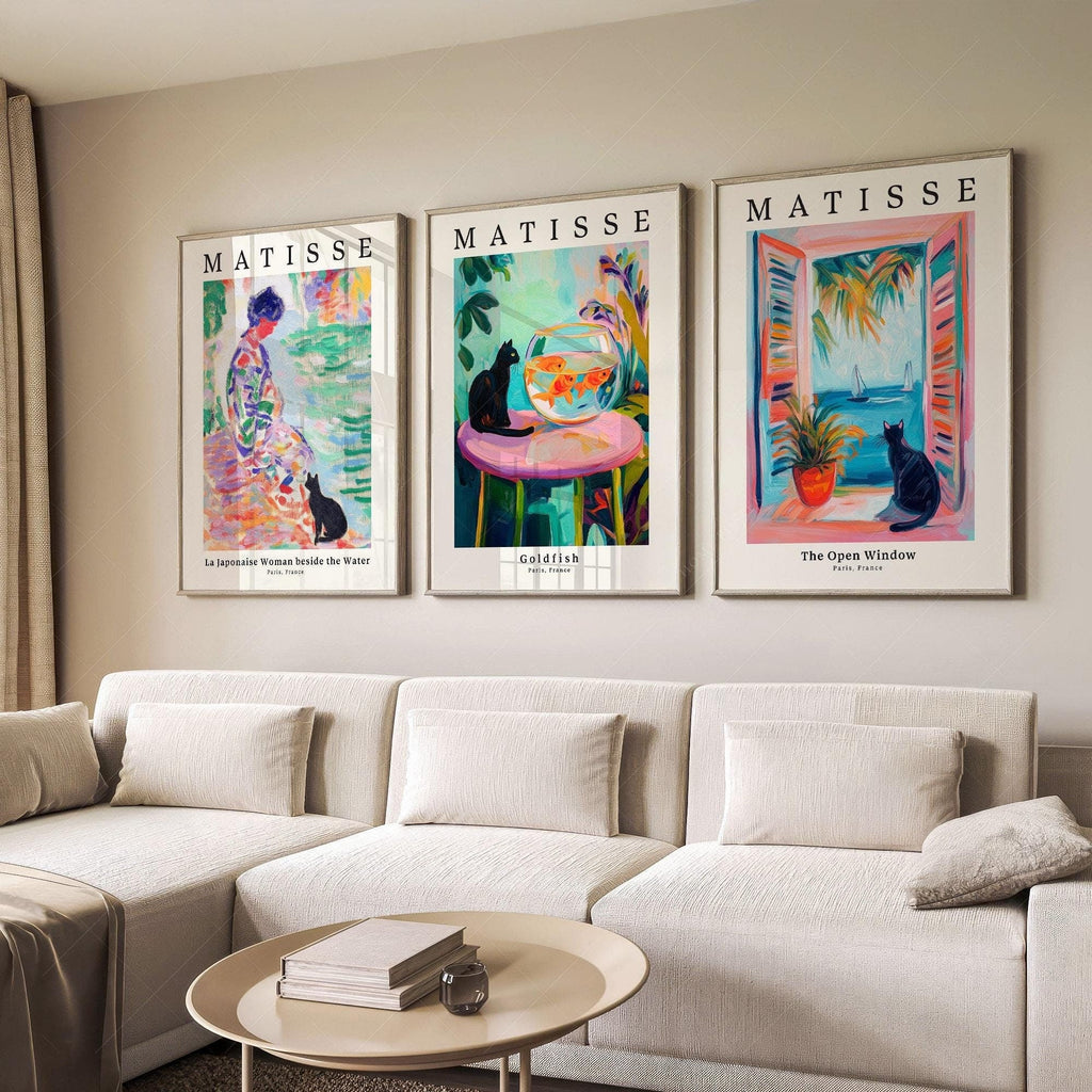 Matisse Black Cat Art Print Set of 3 – Colorful Wall Art Poster Collection
