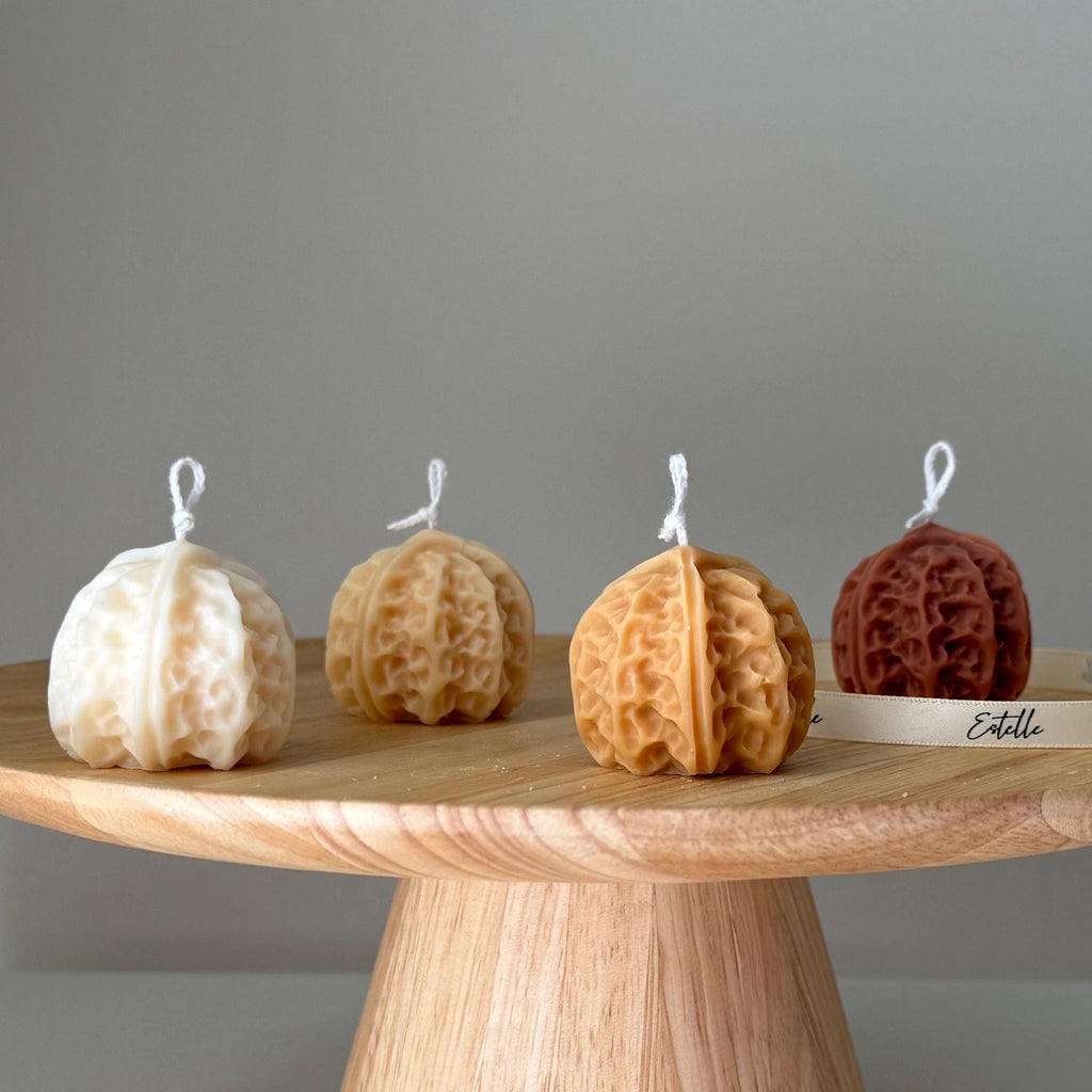 Walnut Shaped Candle | Handmade Soy Pillar Candle, Home Decor