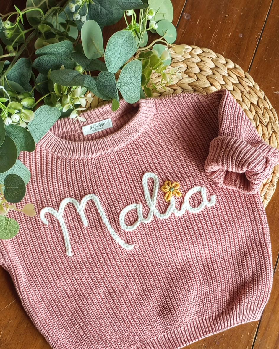 Name Sweater | Personalized | Infant toddler sizes | Hand Embroidered | Custom
