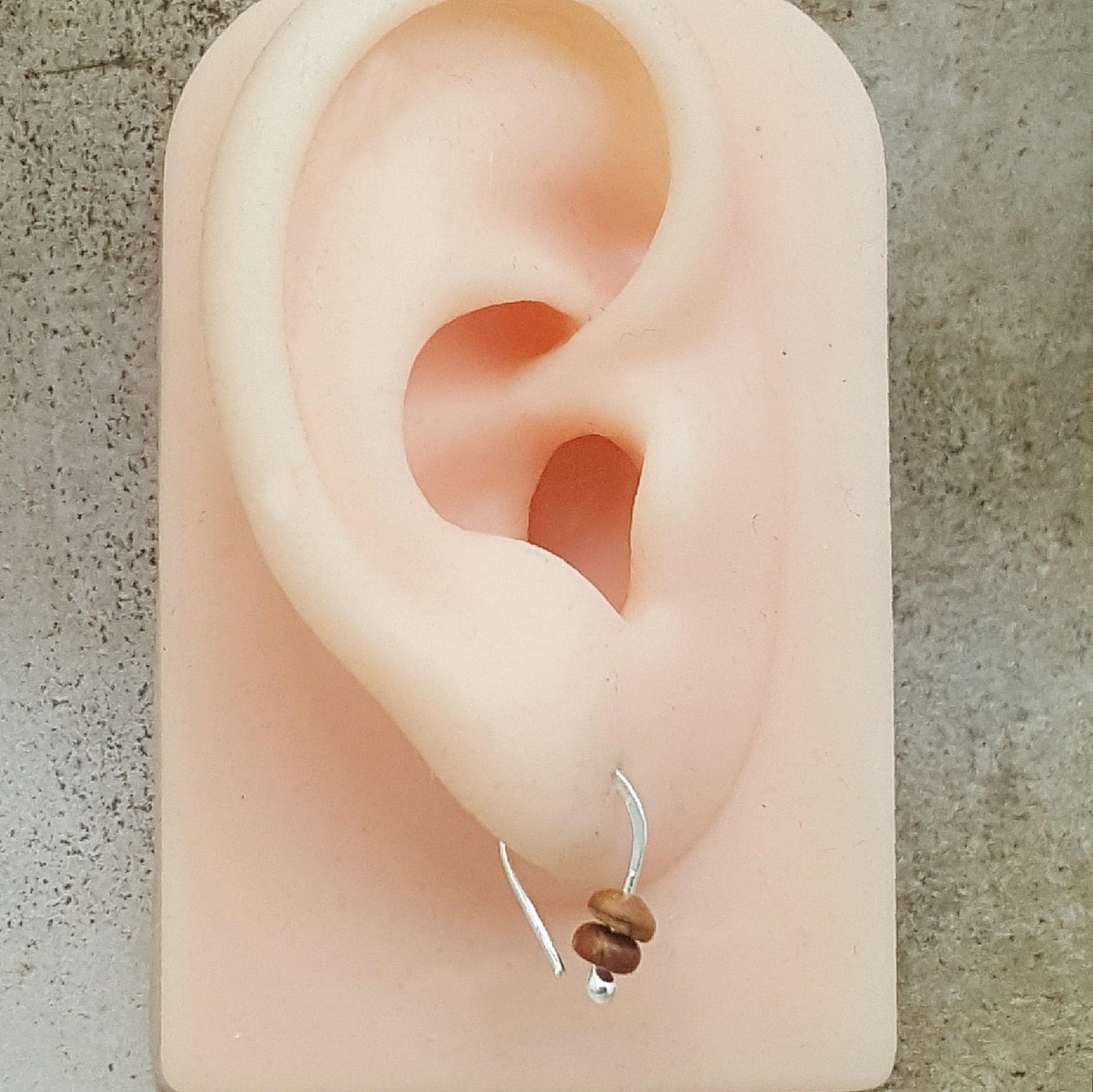 Turquoise Argentium Sterling Silver Hoop Earrings: Jasper, Onyx