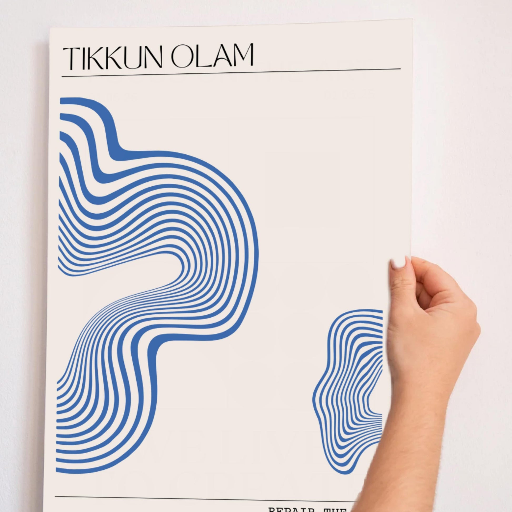 Tikkun Olam Art Poster|Jewish Wall Art |Repair the World abstract squiggle modern art| Jewish Art | Jewish Home DecorPoster,Jewish gift