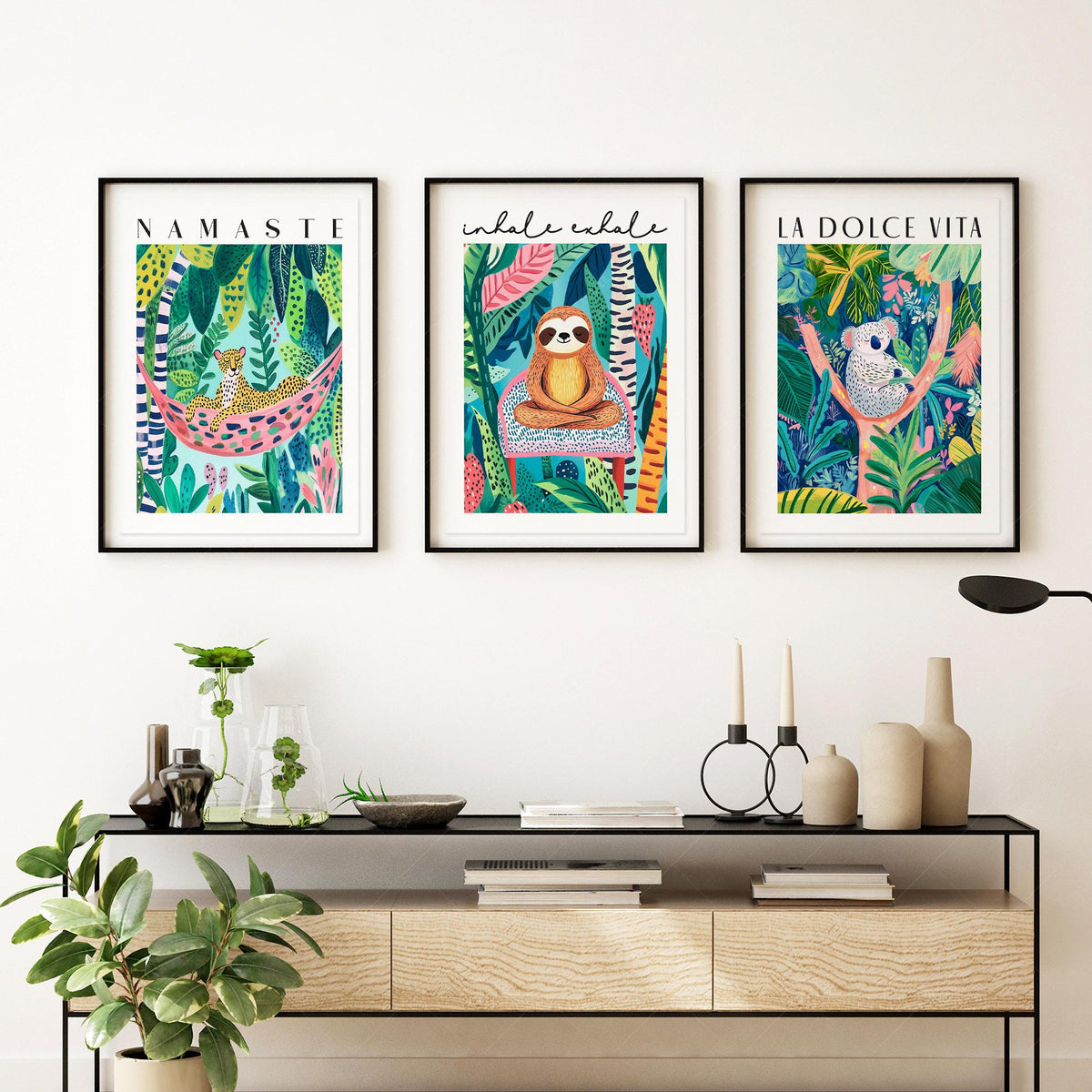 Jungle Animal Prints Set of 3 – Colorful Kids Room Wall Art Decor