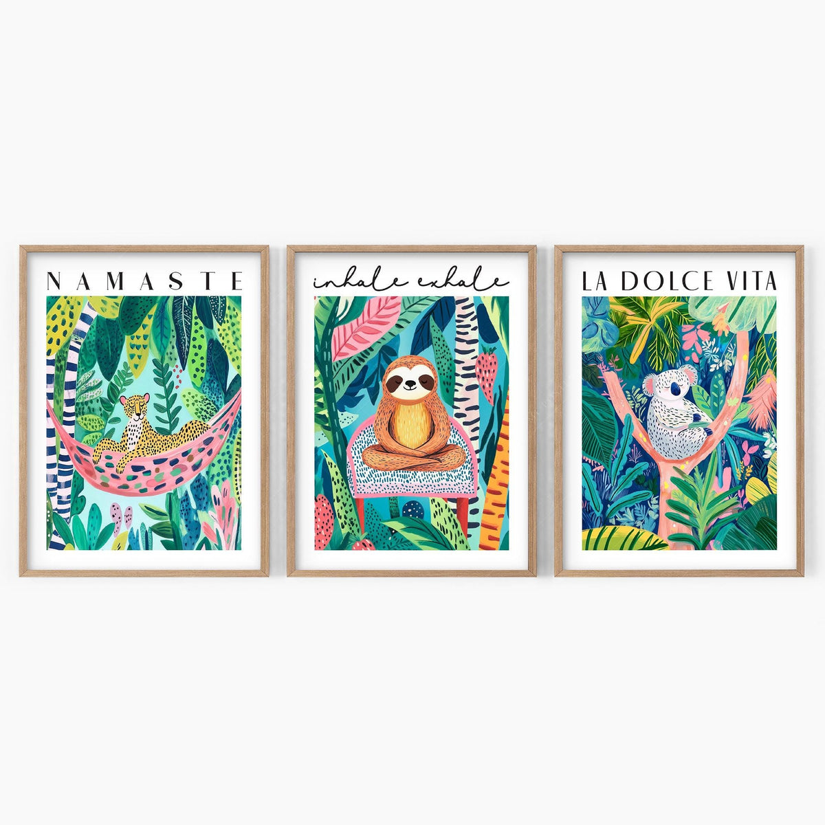 Jungle Animal Prints Set of 3 – Colorful Kids Room Wall Art Decor