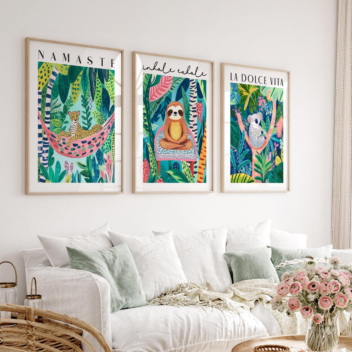 Jungle Animal Prints Set of 3 – Colorful Kids Room Wall Art Decor