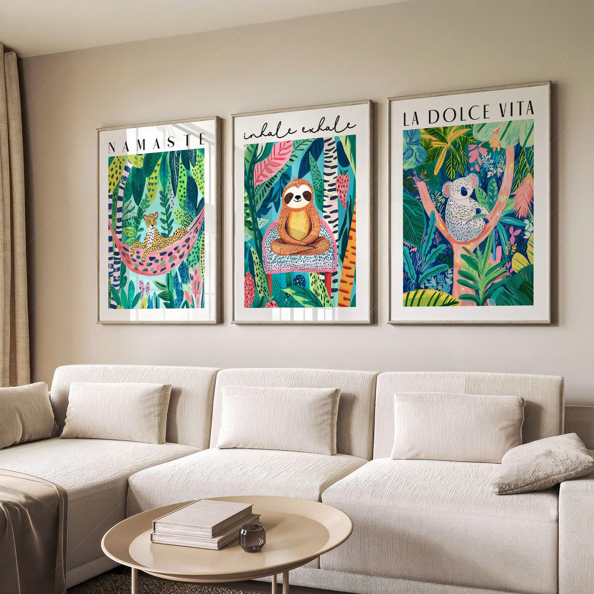Jungle Animal Prints Set of 3 – Colorful Kids Room Wall Art Decor