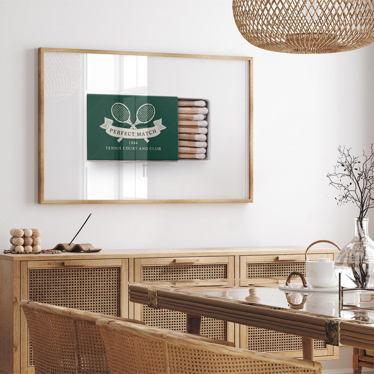 Vintage Tennis Club Matchbox Print – Preppy Sporting Wall Art Poster