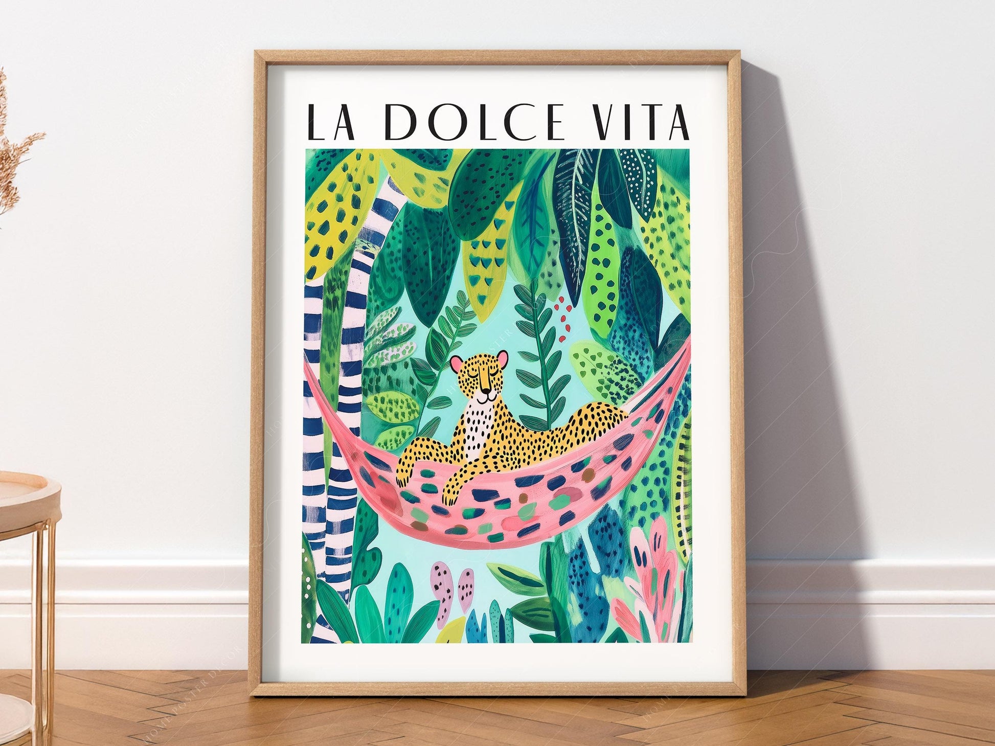 La Dolce Vita Leopard Jungle Print – Maximalist Tropical Wall Art Poster
