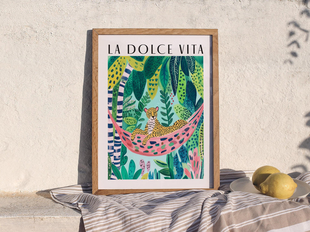 La Dolce Vita Leopard Jungle Print – Maximalist Tropical Wall Art Poster