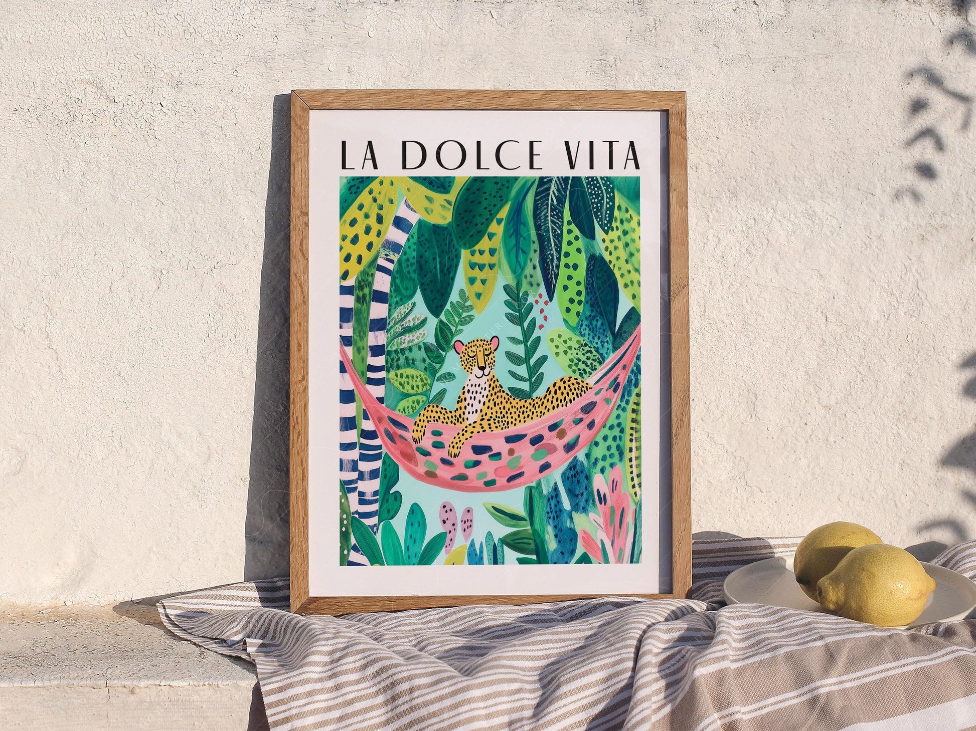 La Dolce Vita Leopard Jungle Print – Maximalist Tropical Wall Art Poster