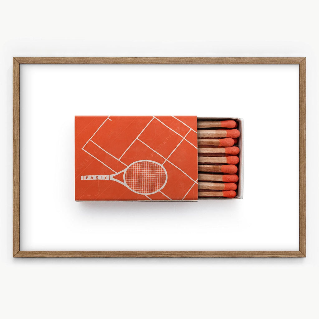 Paris Tennis Matchbox Print – French Open Clay Court Wall Art Poster