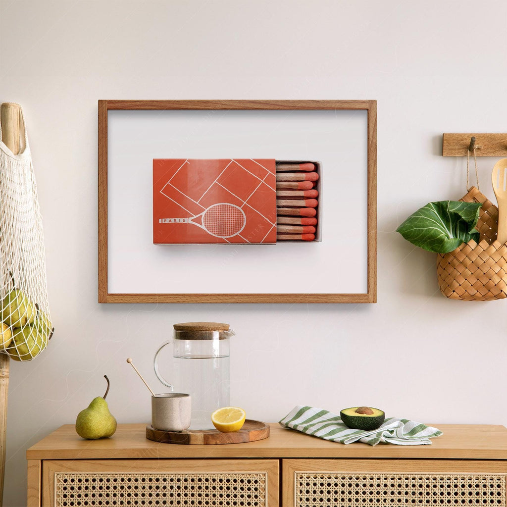 Paris Tennis Matchbox Print – French Open Clay Court Wall Art Poster