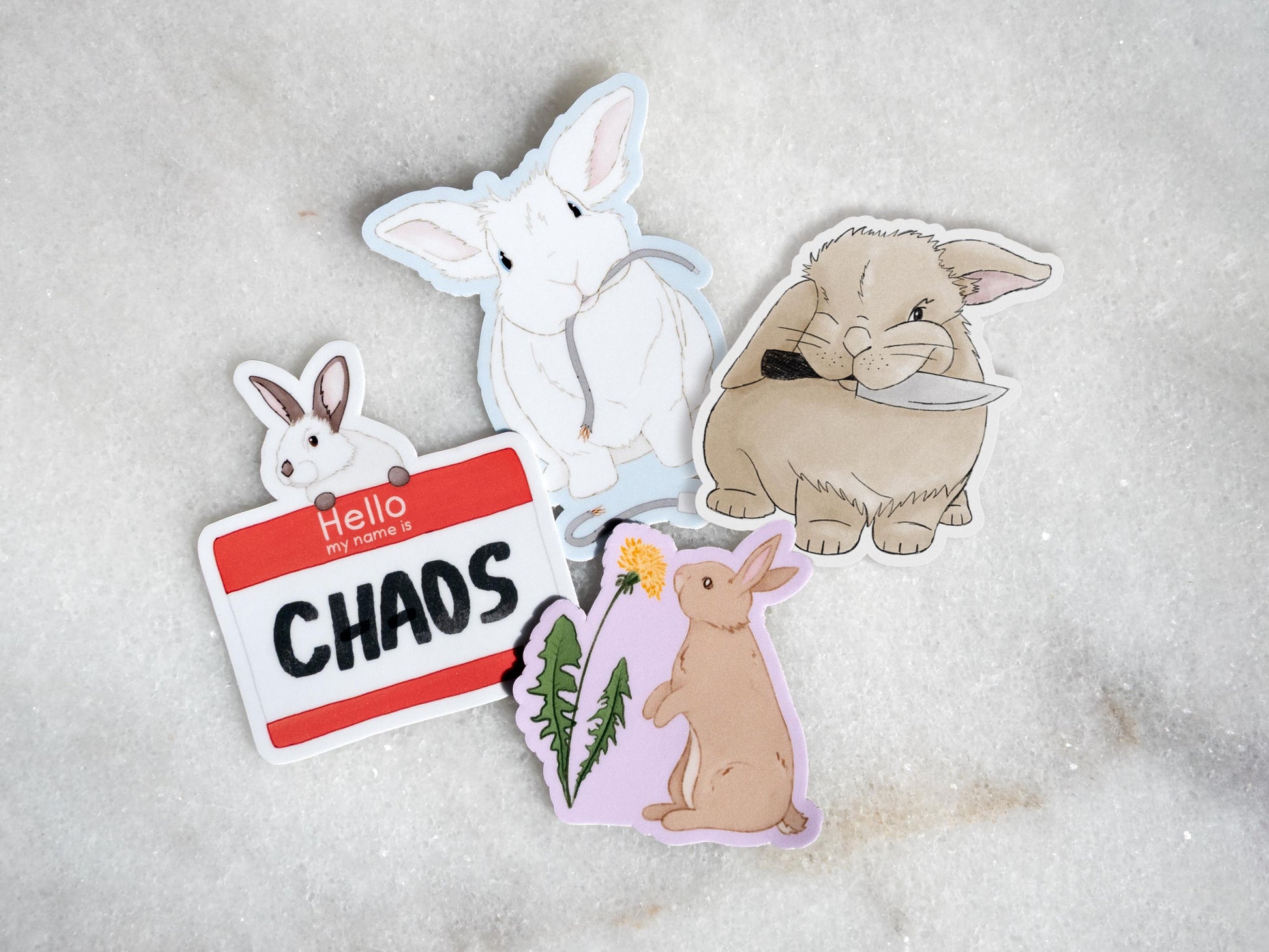 Lot d'autocollants lapins mignons | Quatre autocollants lapins | Cadeau pour les amoureux des lapins