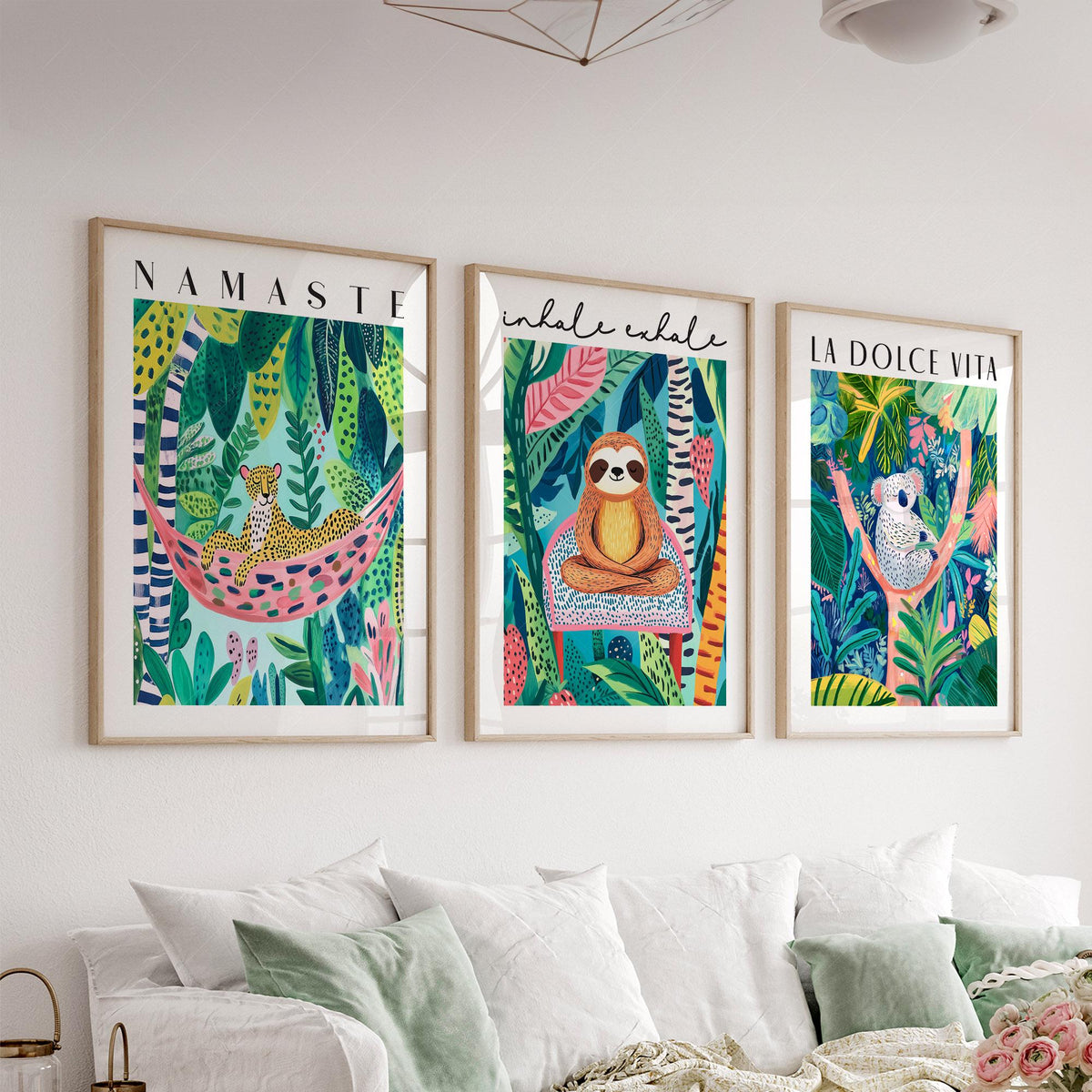 Jungle Animal Prints Set of 3 – Colorful Kids Room Wall Art Decor