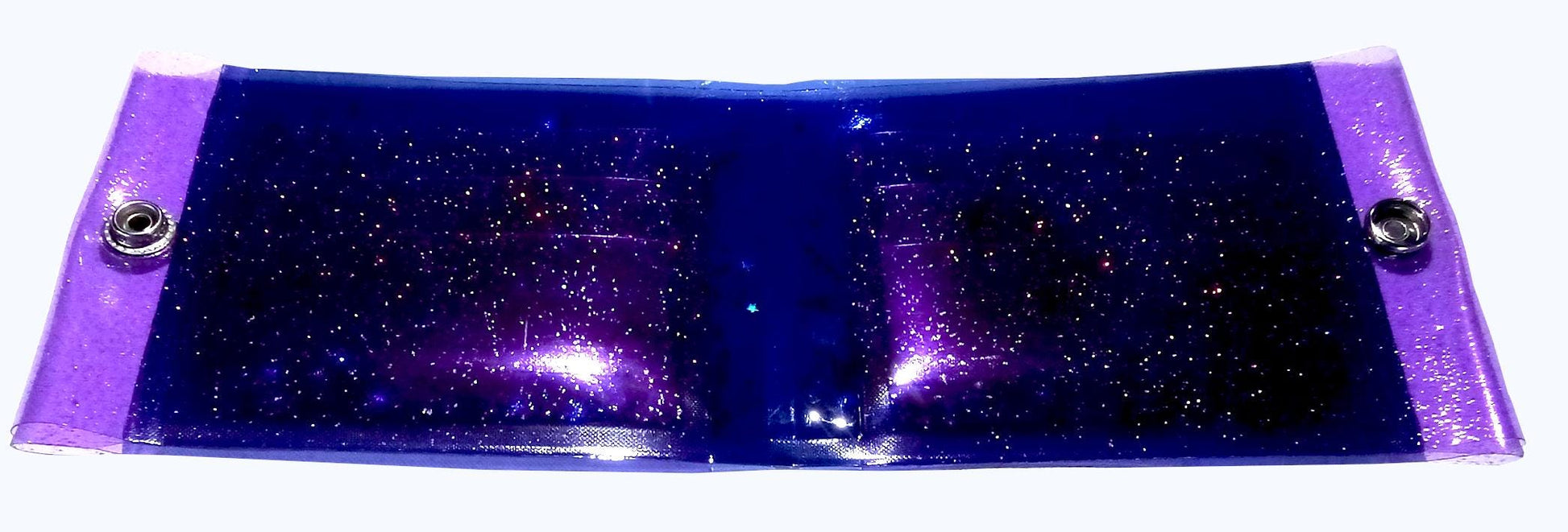 Liquid Glitter Jelly Fairy Wallet. White Flower Child Elf + Holographic Iridescent Multicoloured Star Shimmer Floating. ID Card Coin Purse