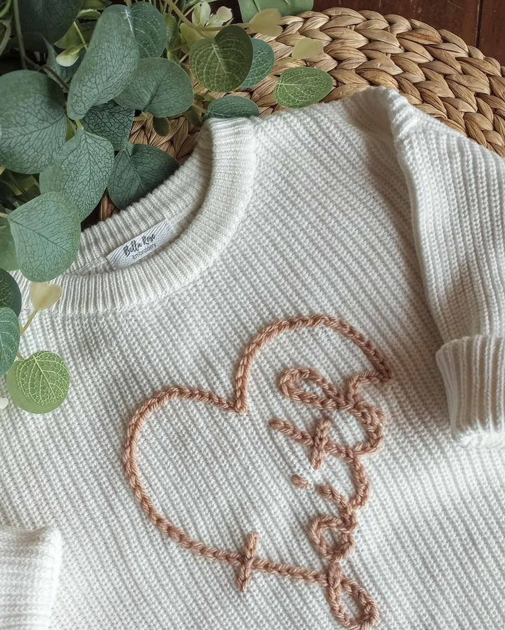 READY TO SHIP | Hand Embroidered Faith Sweater | Size 4T | Ready to ship