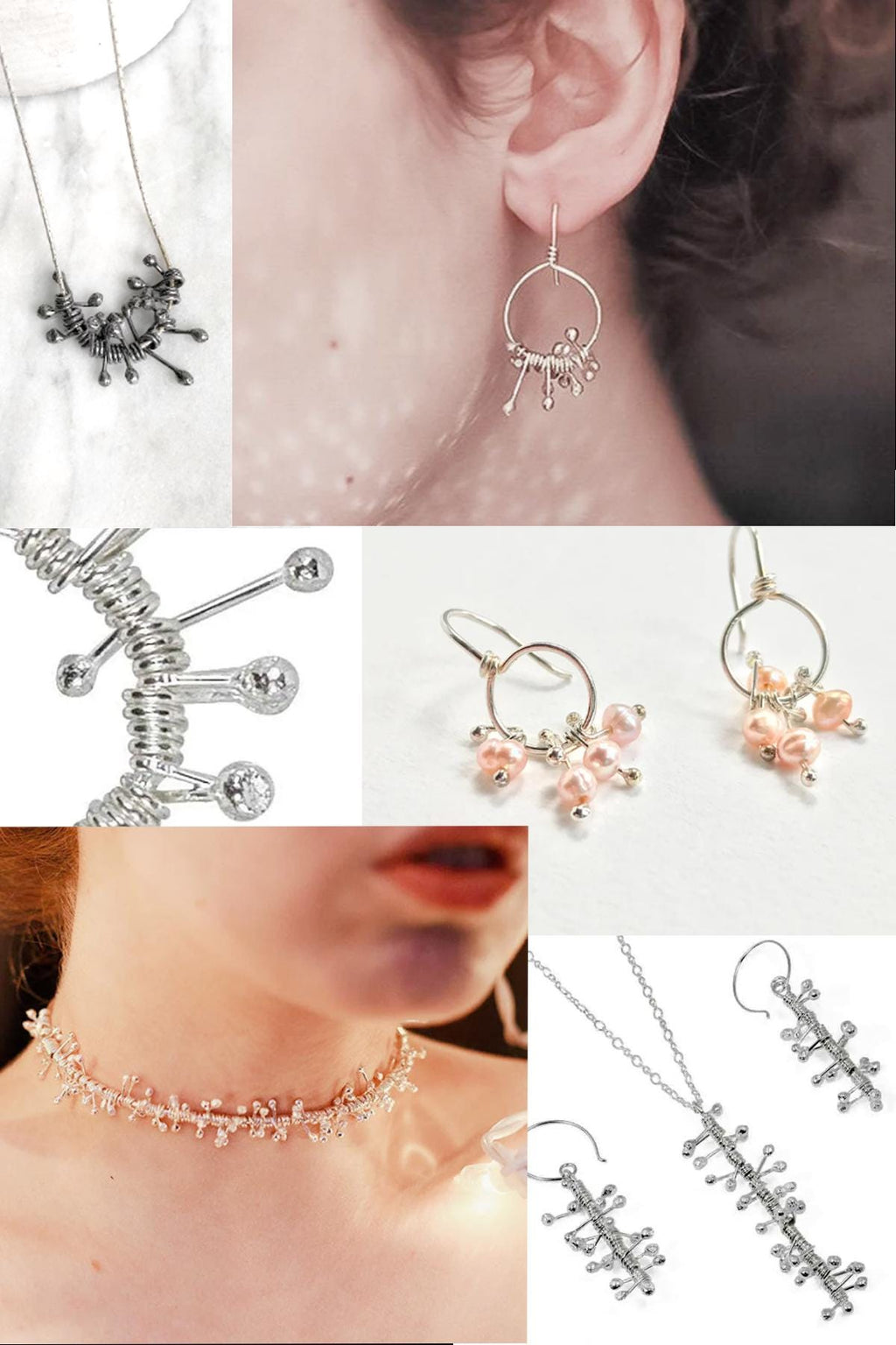 Collier ras du cou en argent, ras du cou à rayons en argent enroulé, ras du cou à franges en argent, cadeau pour elle, ras du cou tendance,