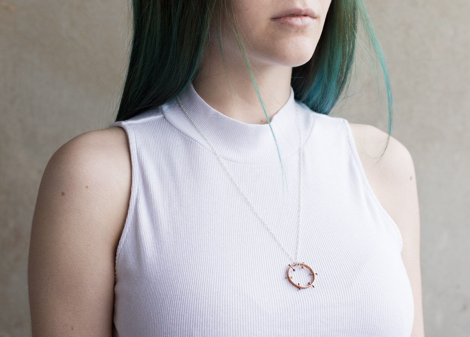 Collier avec pendentif en forme de cercle en argent sterling, pendentif étoile