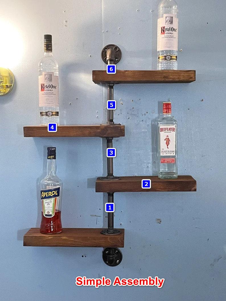 Étagère de bar de style industriel à 4 niveaux - étagère de bar en tube - étagère de bar rétro - étagère de bar - étagère de bar - étagère de salle de bain