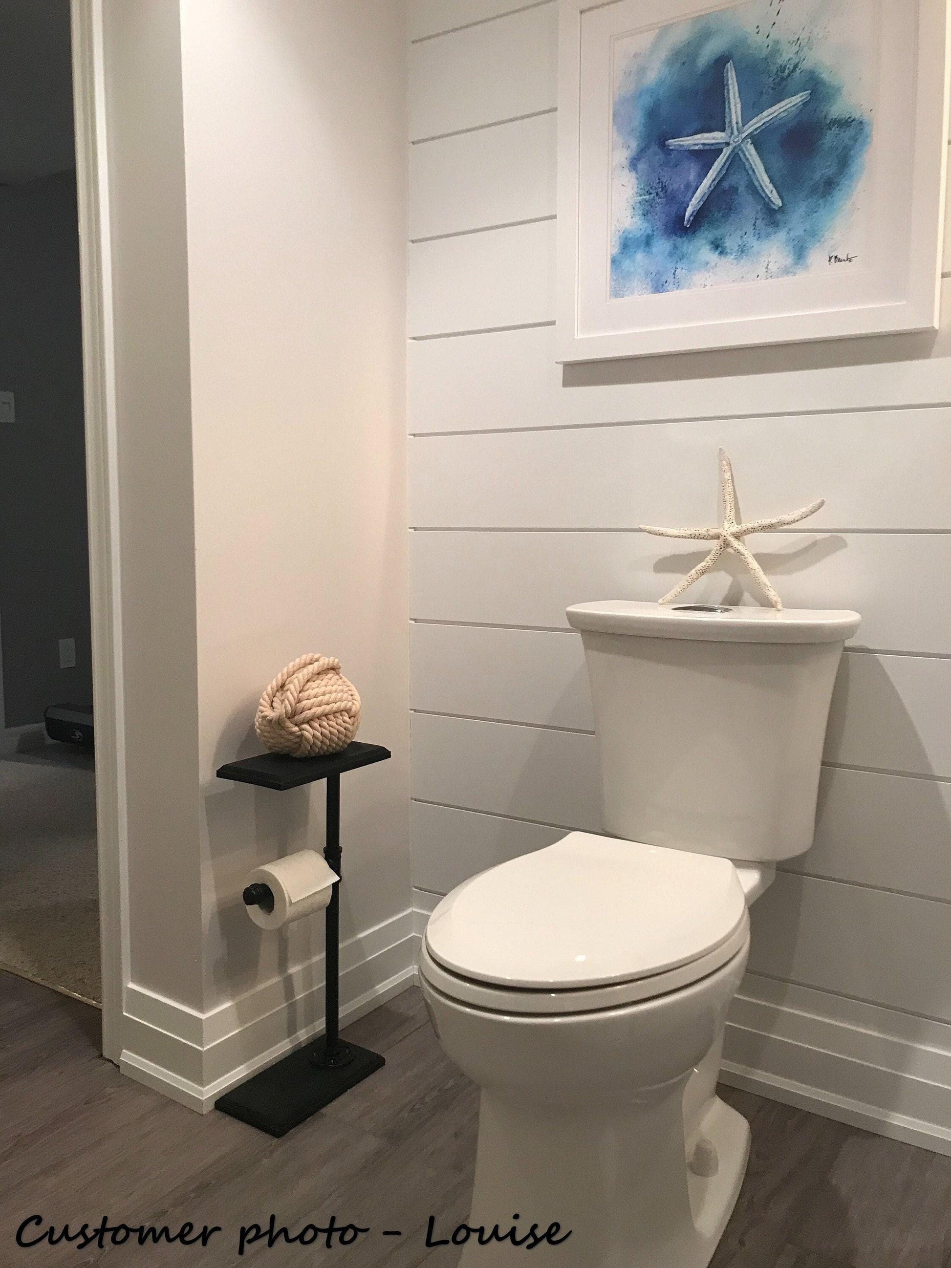 Porte-papier toilette à base plate avec étagère, porte-papier toilette en forme de tuyau, porte-papier toilette rustique - décoration de salle de bain