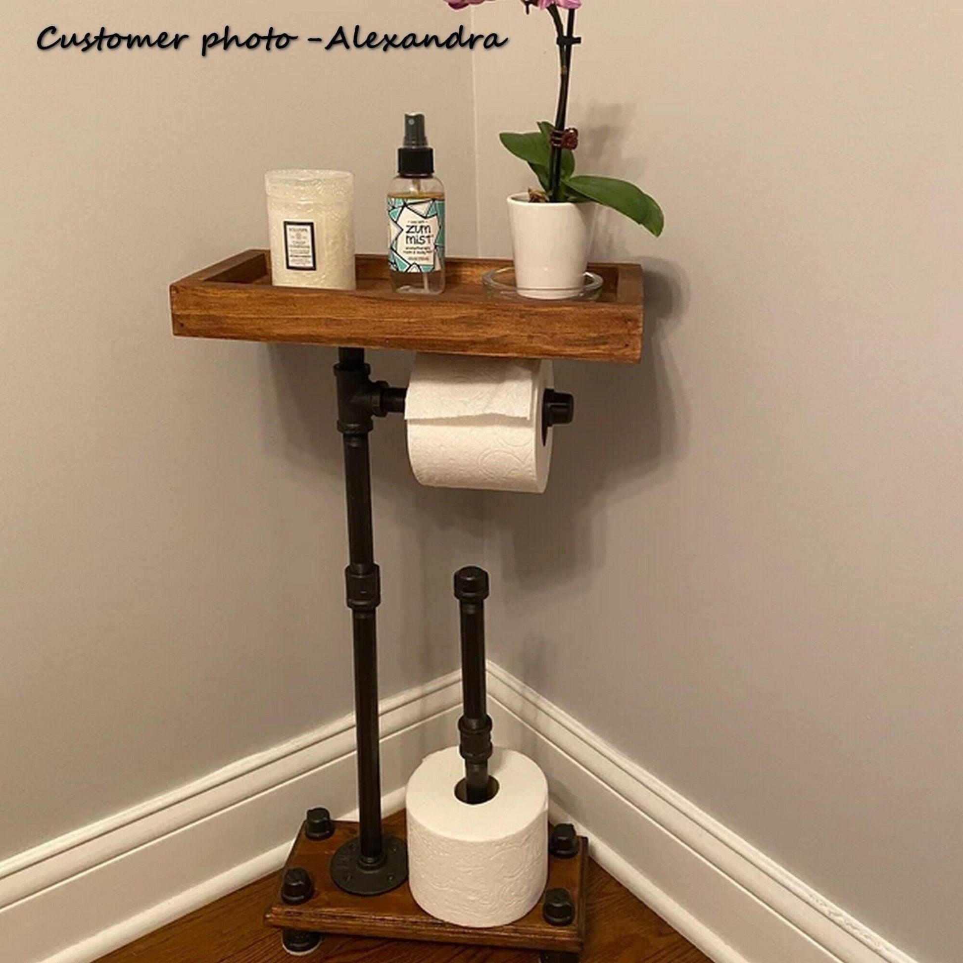 Porte-papier toilette industriel avec bac de rangement fermé | Organiseur autoportant pour 4 rouleaux | Décoration de salle de bain moderne