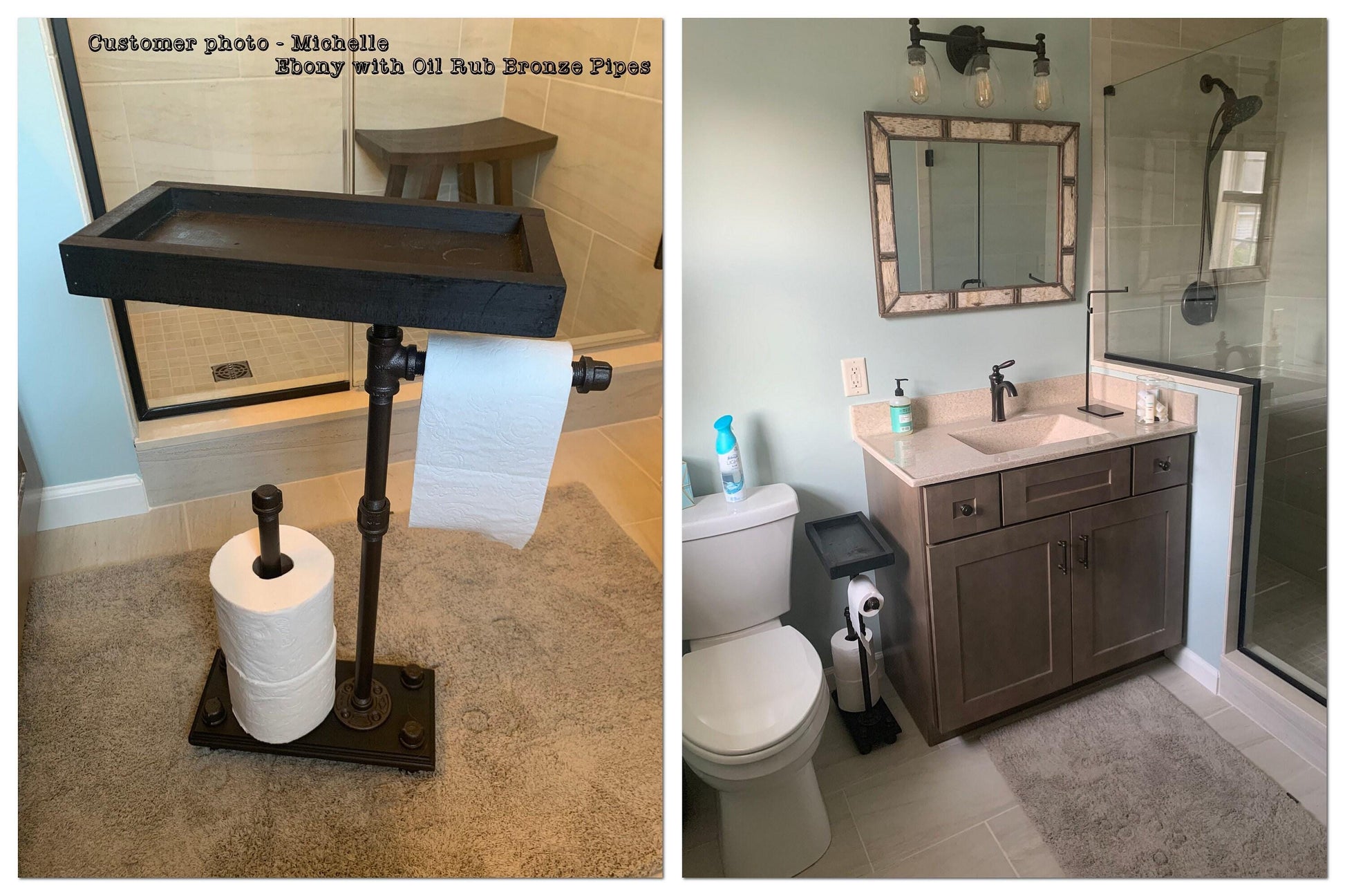 Porte-papier toilette industriel avec bac de rangement fermé | Organiseur autoportant pour 4 rouleaux | Décoration de salle de bain moderne