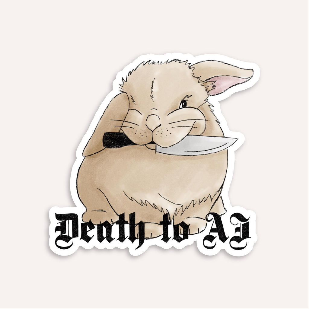 Autocollant Lapin mignon | Autocollant Lapin en colère | Autocollant Mort à l'IA | Cadeau pour artistes