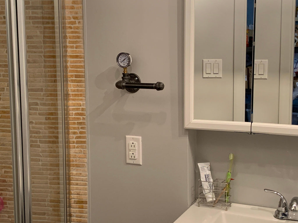 Porte-rouleau de papier toilette style steampunk avec valve de pression - Porte-essuie-mains