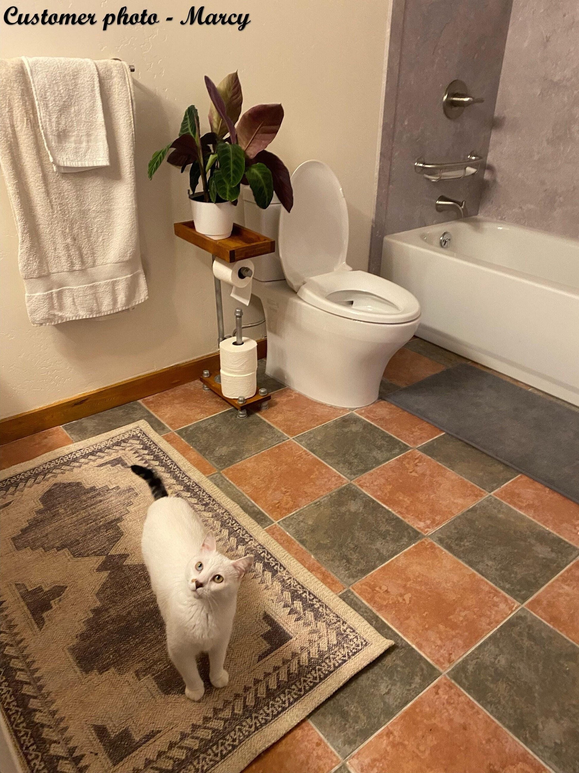 Porte-papier toilette industriel avec bac de rangement fermé | Organiseur autoportant pour 4 rouleaux | Décoration de salle de bain moderne