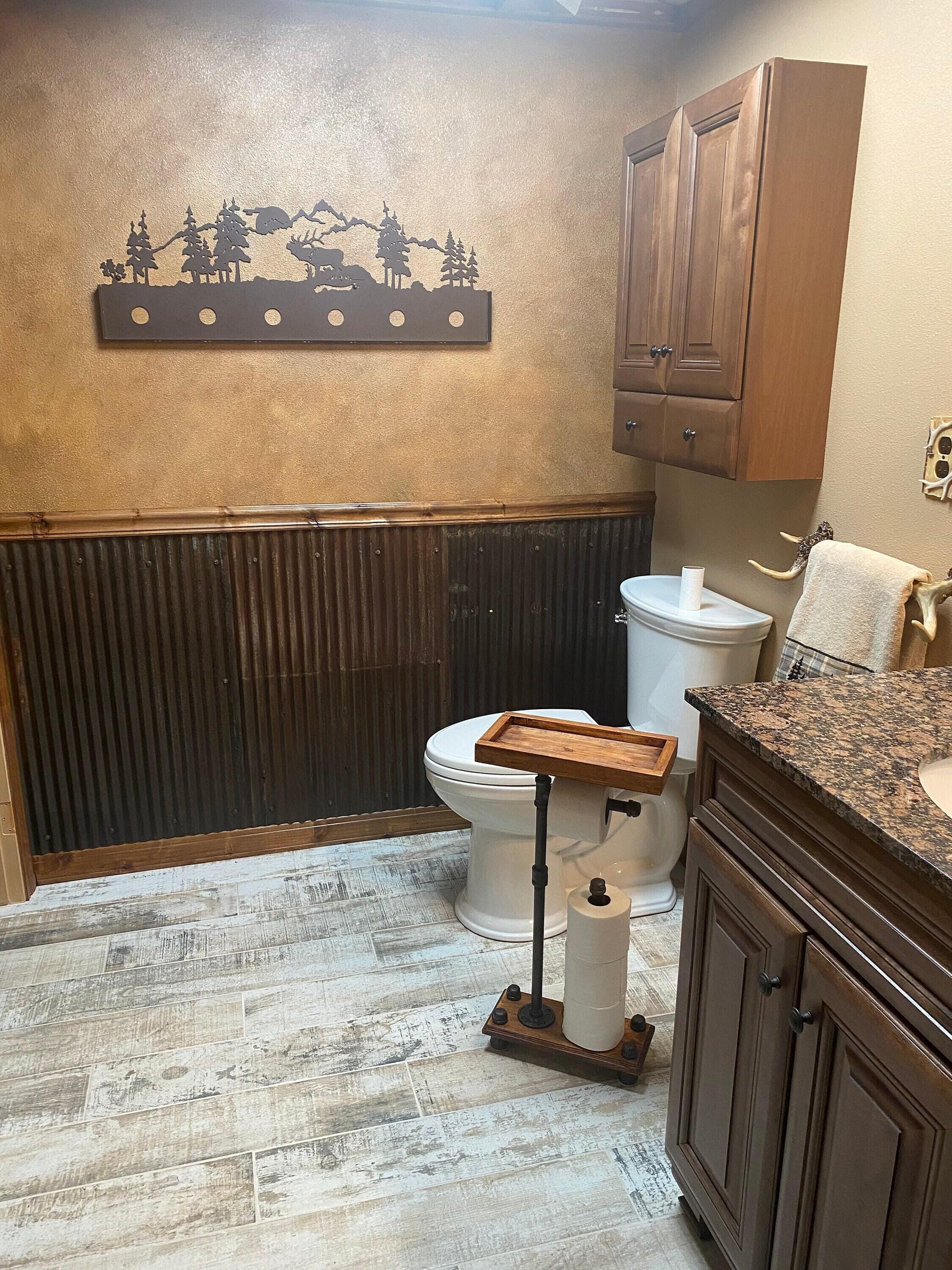 Porte-papier toilette industriel avec bac de rangement fermé | Organiseur autoportant pour 4 rouleaux | Décoration de salle de bain moderne