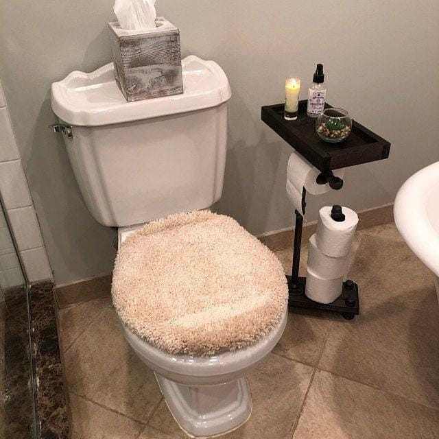 Porte-papier toilette industriel avec bac de rangement fermé | Organiseur autoportant pour 4 rouleaux | Décoration de salle de bain moderne
