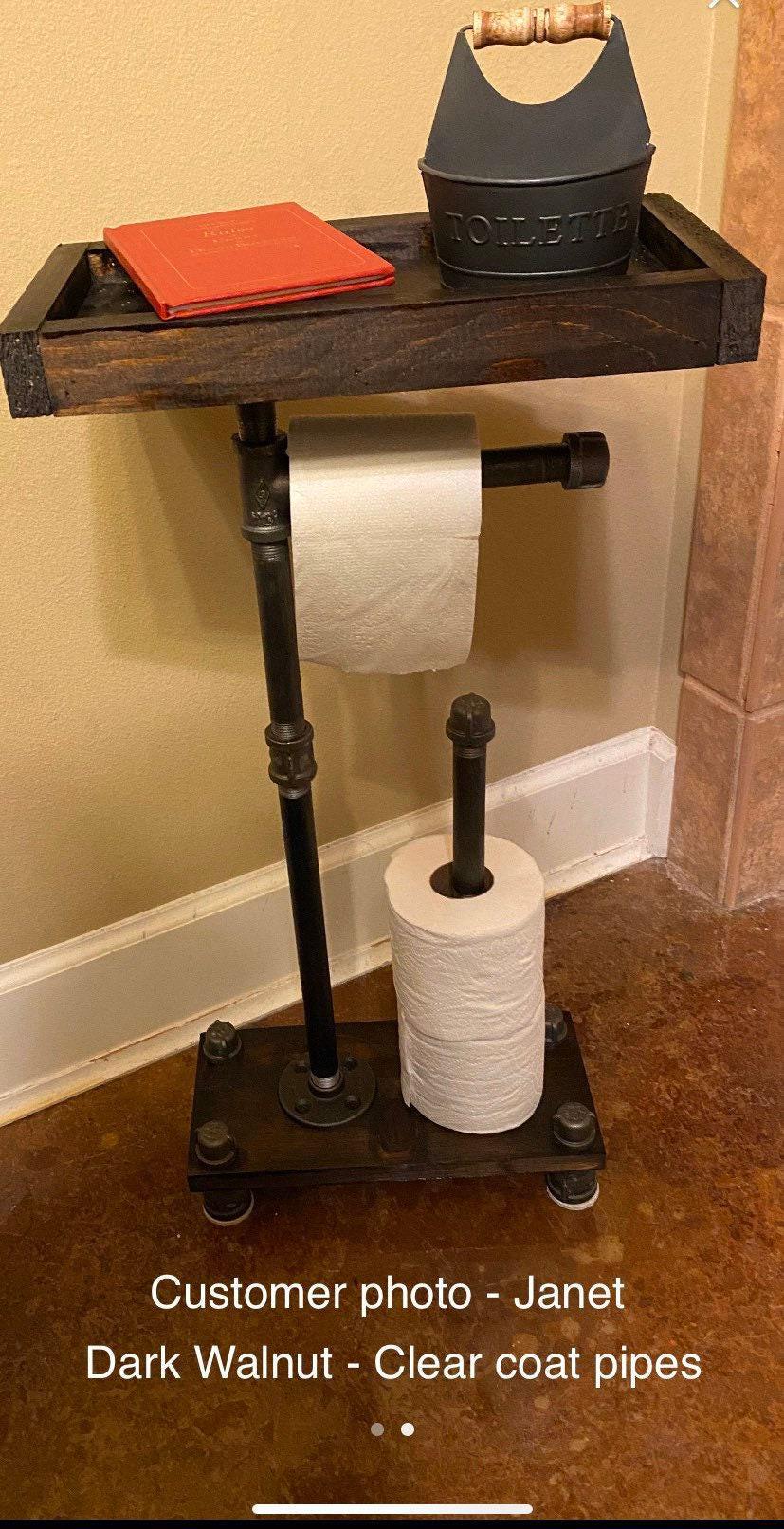 Porte-papier toilette industriel avec bac de rangement fermé | Organiseur autoportant pour 4 rouleaux | Décoration de salle de bain moderne
