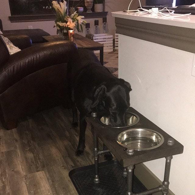 Support de gamelle surélevé pour chien de très grande taille - Support de gamelle de style industriel | Mangeoire pour chien de style steampunk - Personnalisation gratuite incluse