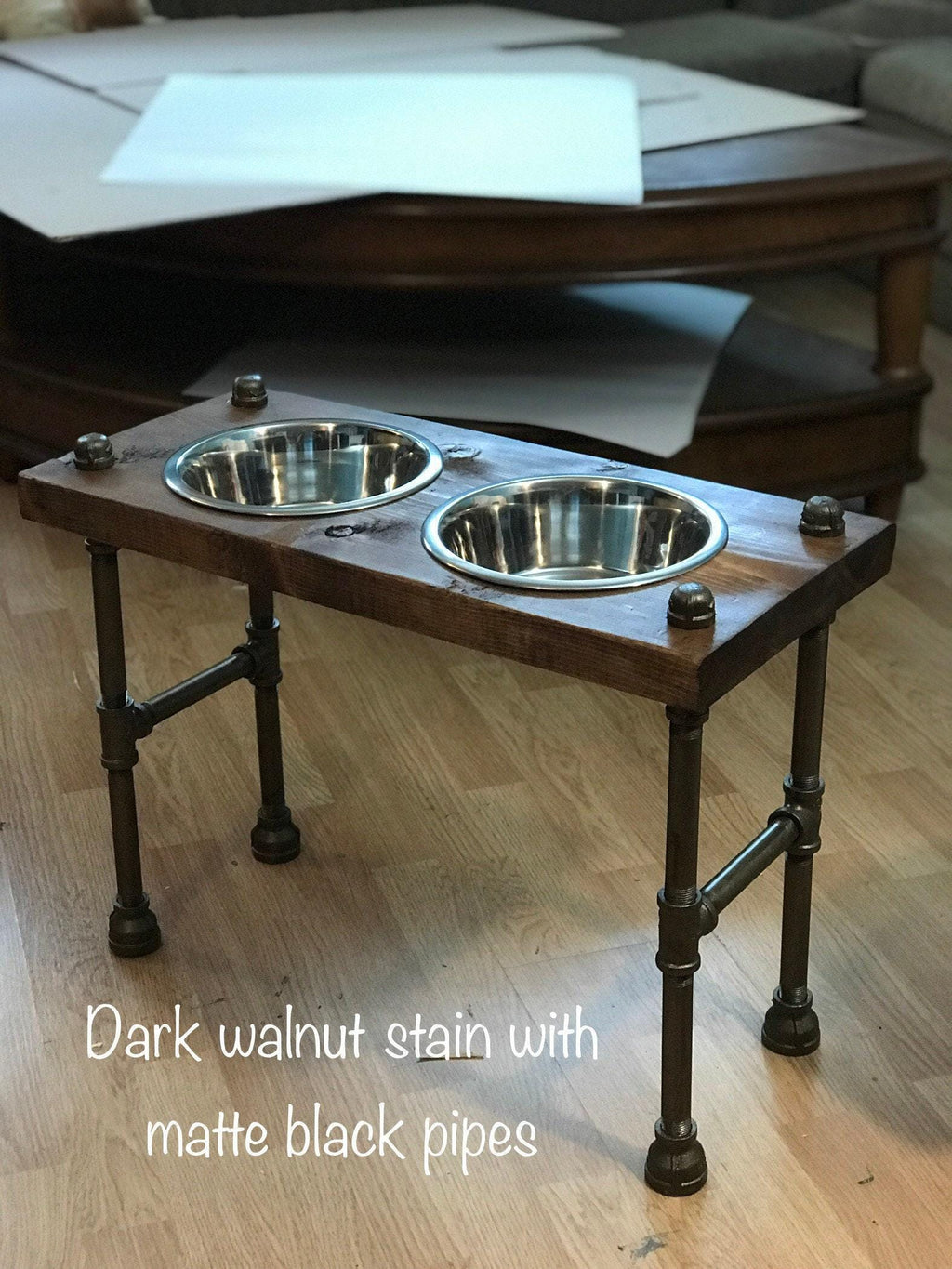 X-Large Raised Dog bowl stand - industrial style dog bowl stand | steampunk style dog feeder-Free Personalization Included
