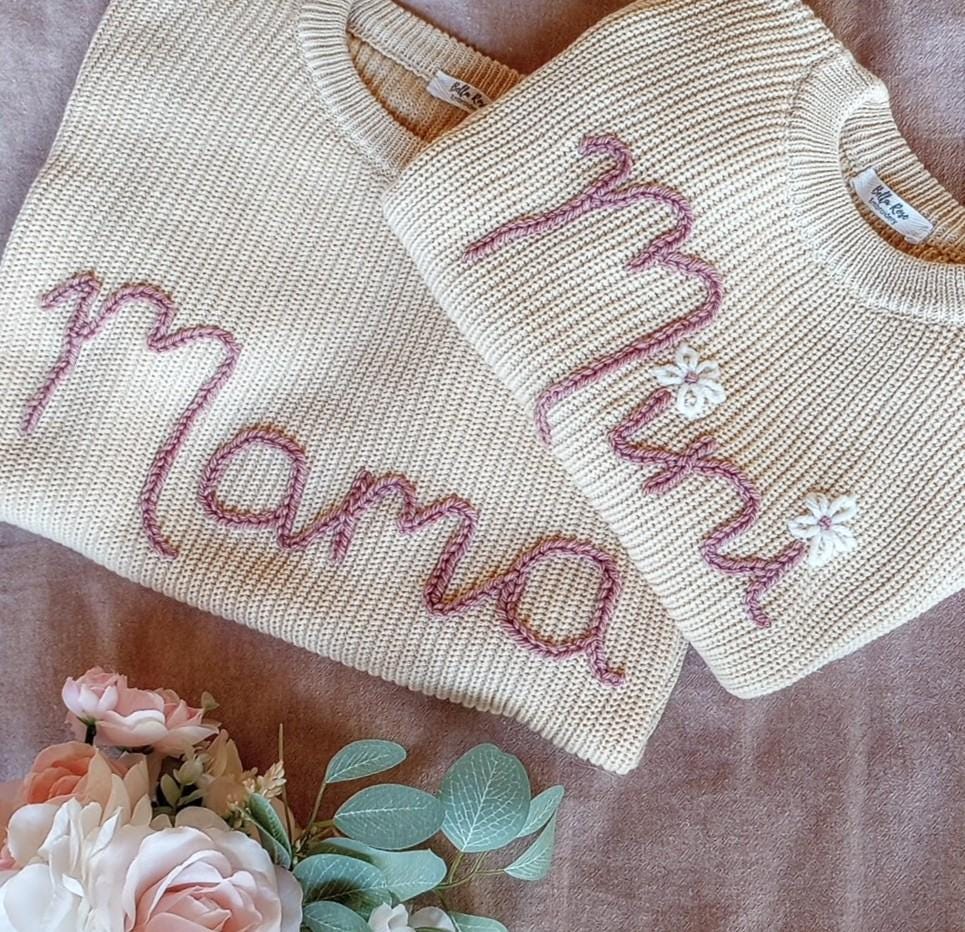 Adult size | CUSTOM Name or Word Sweater | Hand Embroidered Sweater