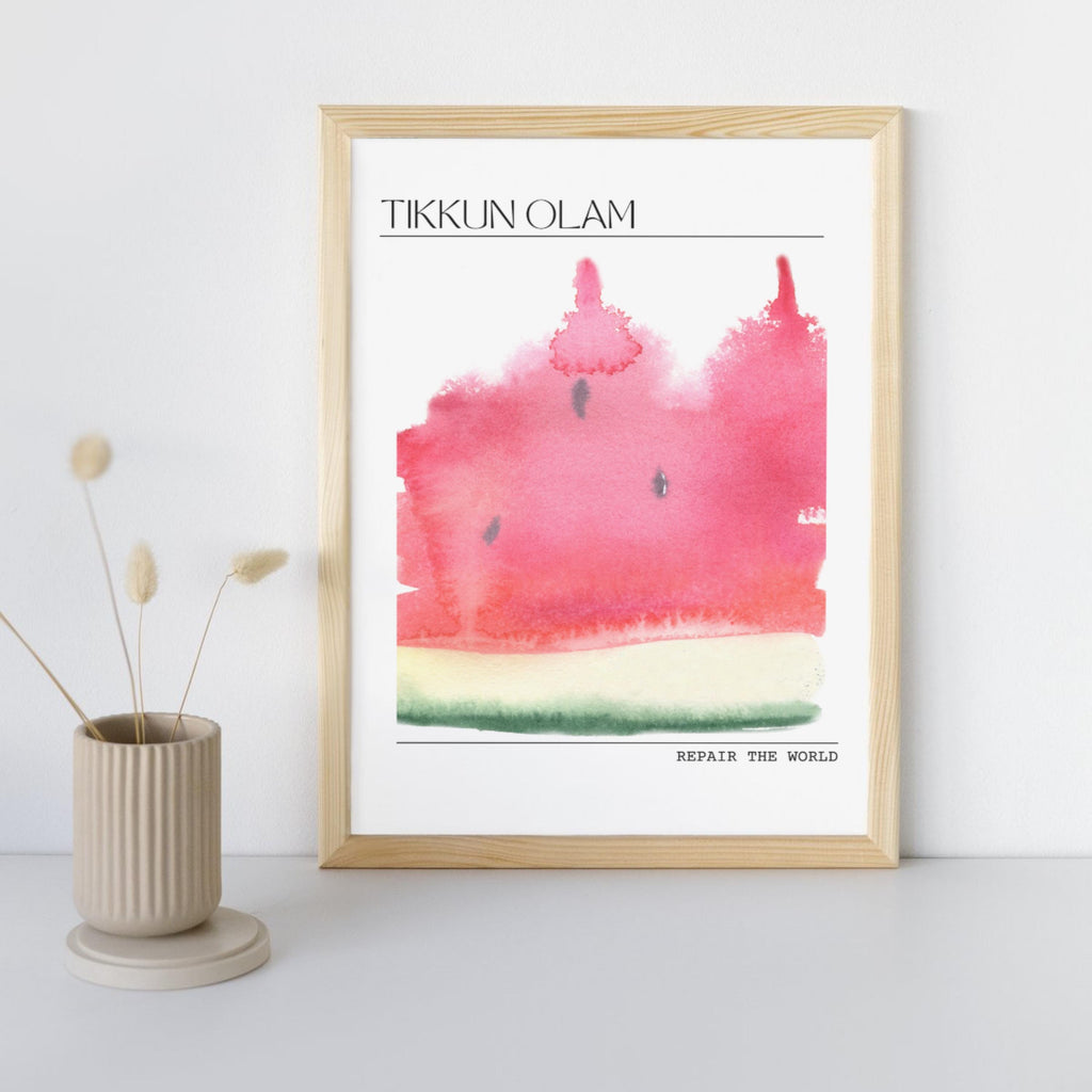 Tikkun Olam Watermelon Print – Jewish Home Decor, Abstract Art