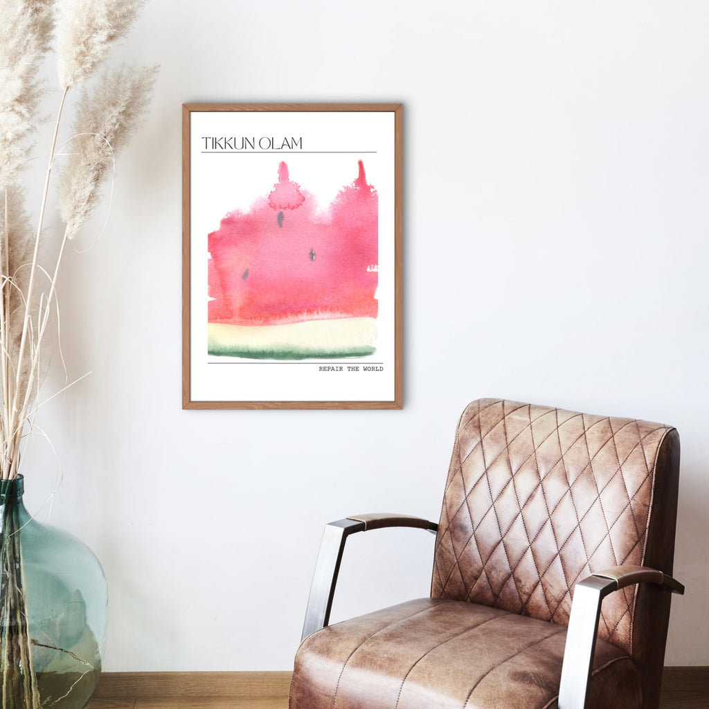 Tikkun Olam Watermelon Print – Jewish Home Decor, Abstract Art