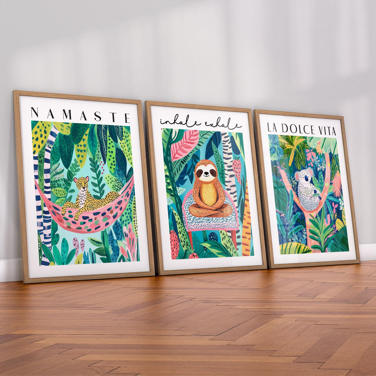 Jungle Animal Prints Set of 3 – Colorful Kids Room Wall Art Decor