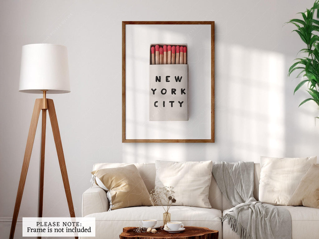 New York City Matchbox Print – Minimalist Retro Wall Art Poster