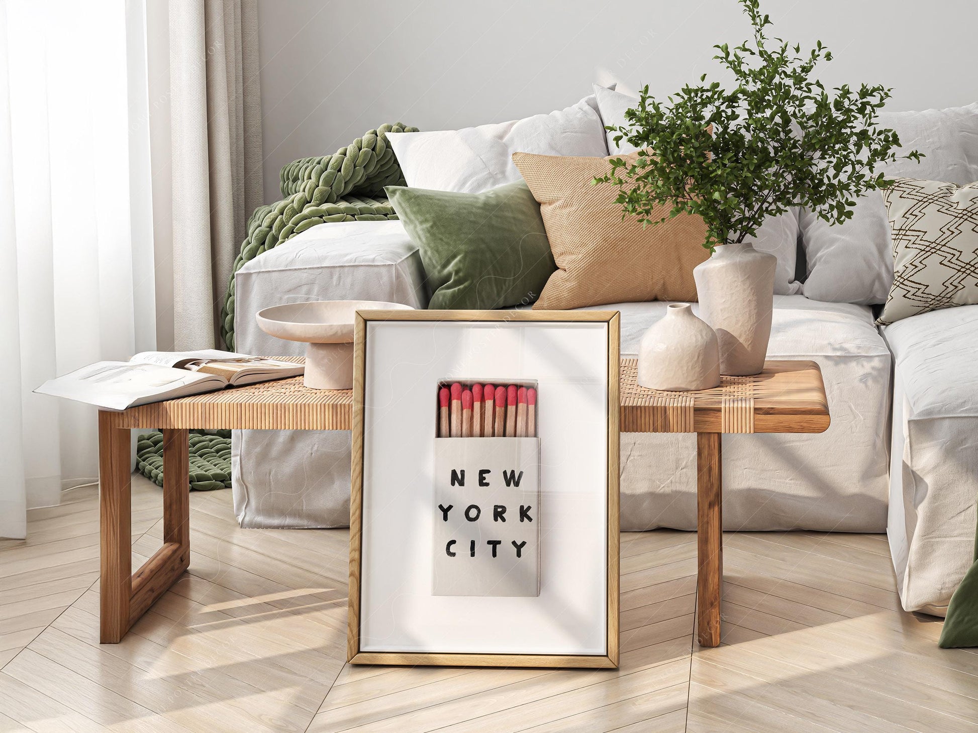 New York City Matchbox Print – Minimalist Retro Wall Art Poster