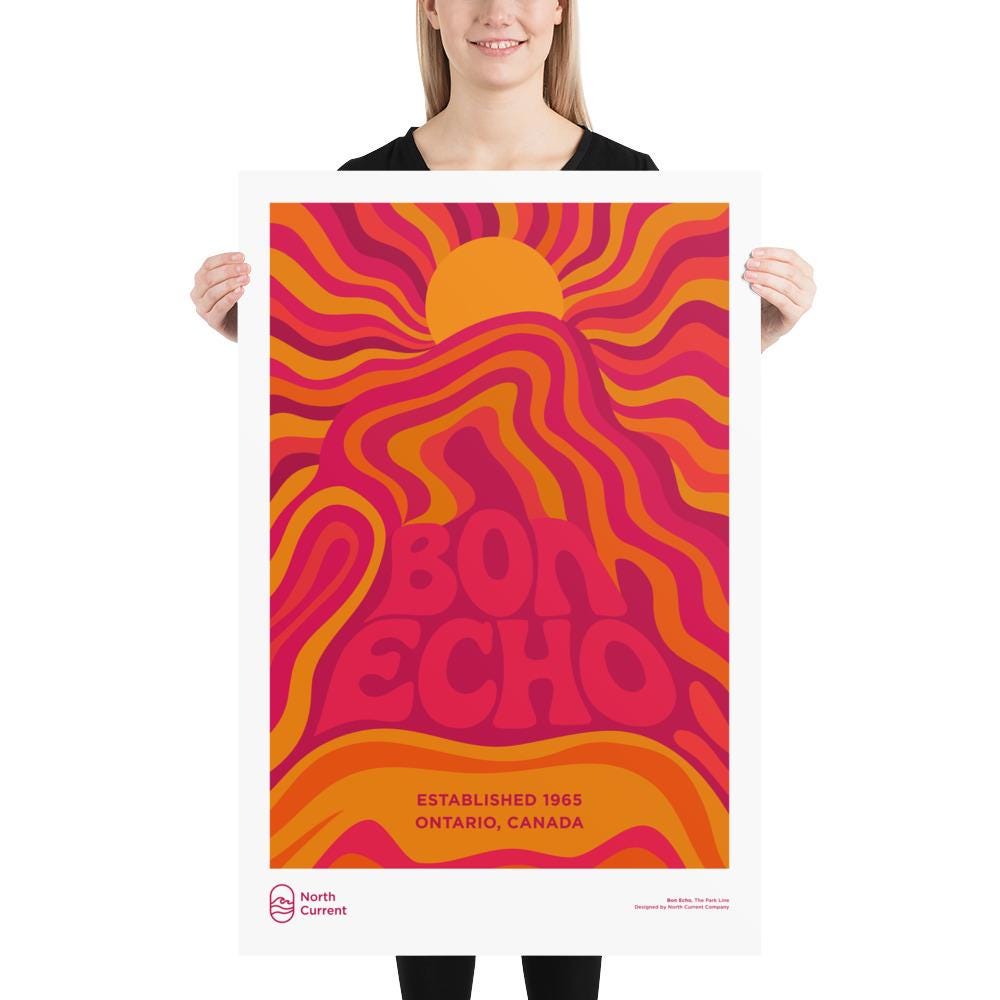 Bon Echo Retro Ontario Park Poster – Vintage-Style Travel Print, 1960s Midcentury Design | 12x16, 16x20, 18x24, 24x36 Wall Art