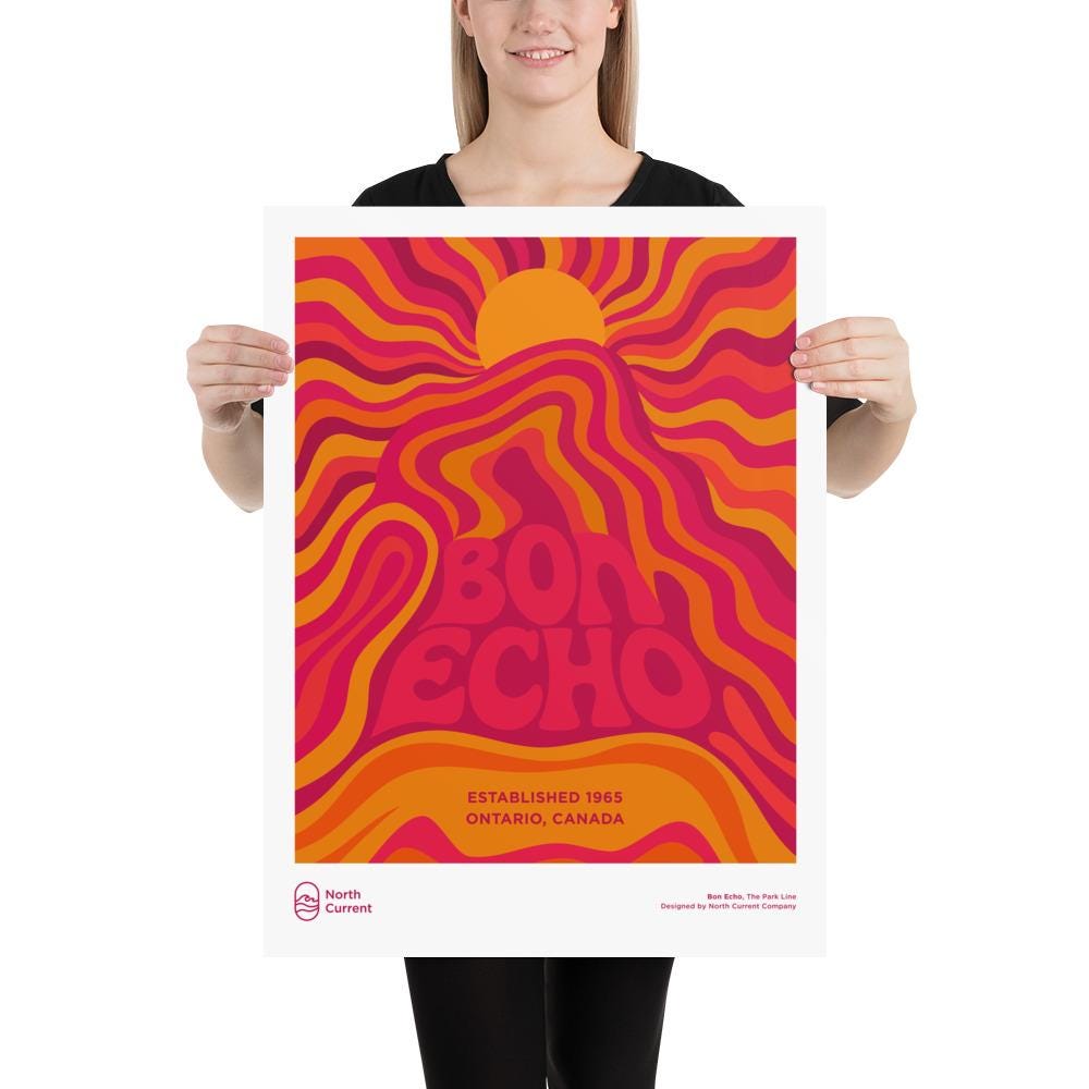 Bon Echo Retro Ontario Park Poster – Vintage-Style Travel Print, 1960s Midcentury Design | 12x16, 16x20, 18x24, 24x36 Wall Art